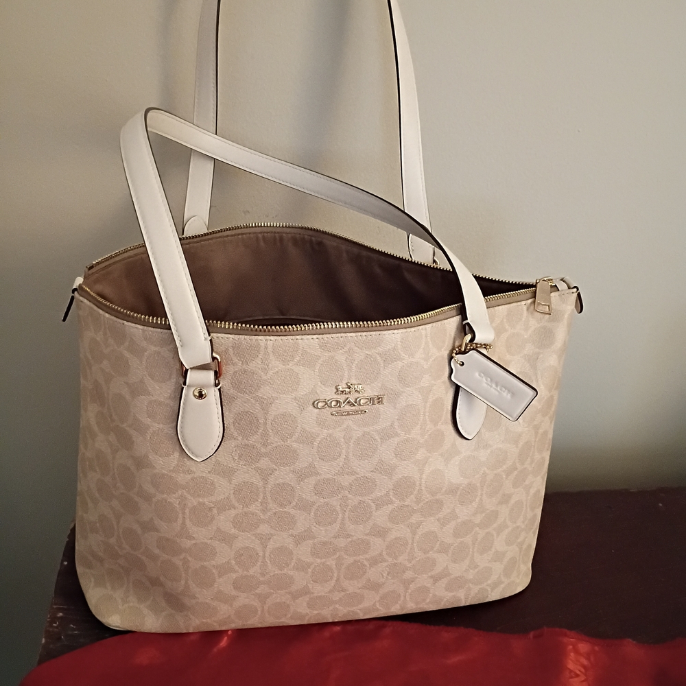 Coach Beige Signature Tote